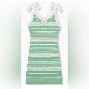 Green and White Striped Kids Casual Dress